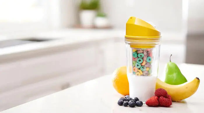 This Divided Milk and Cereal Cup Lets You Eat Breakfast While On